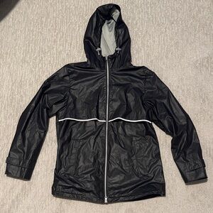 Charles River Apparel Black Raincoat with White Accents